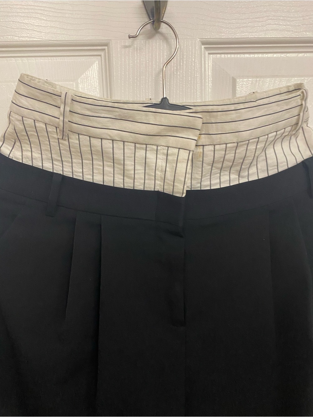 Tibi Cream and Navy Striped Pants